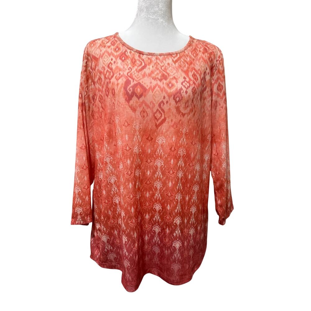 Christopher and Banks women’s orange ombré 3/4 length sleeve blouse size L NWT